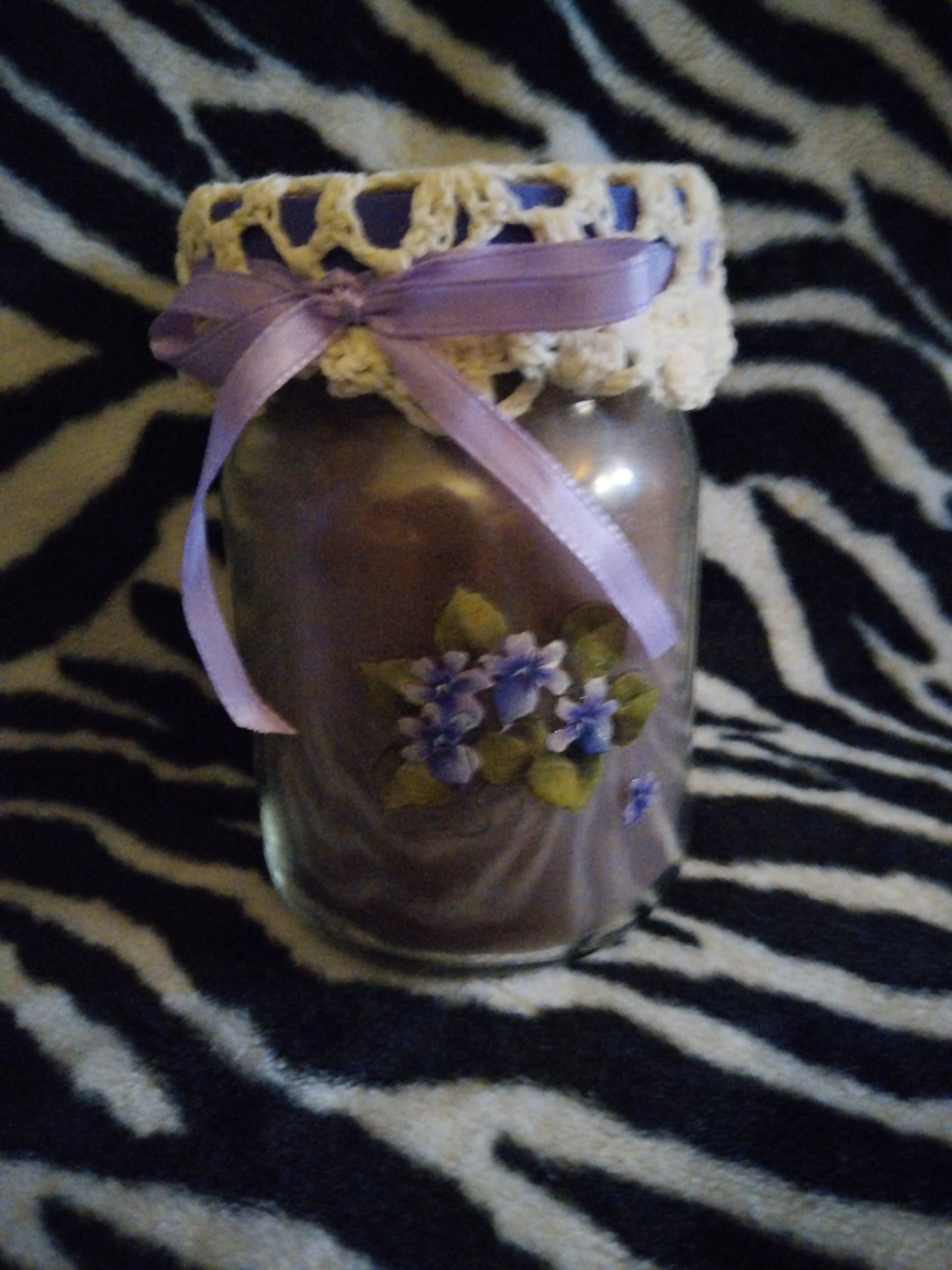 Hand Made Candles purple flowers with doyle